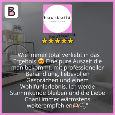Kundenbewertung über eine Behandlung im Studio hautbuild.